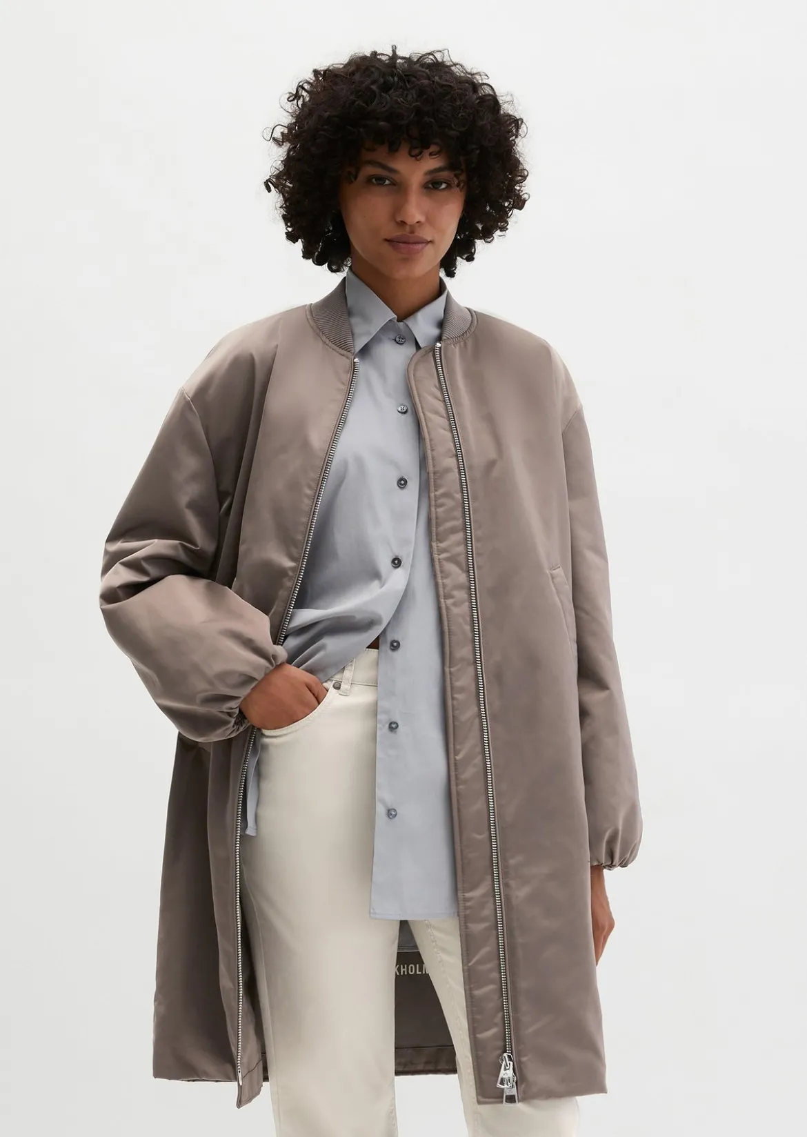 Blouson-Mantel im Aviator-Stil regular aus recyceltem Polyester-Twill