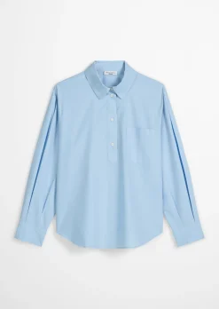 Bluse im Polo-Stil relaxed aus softem Popeline