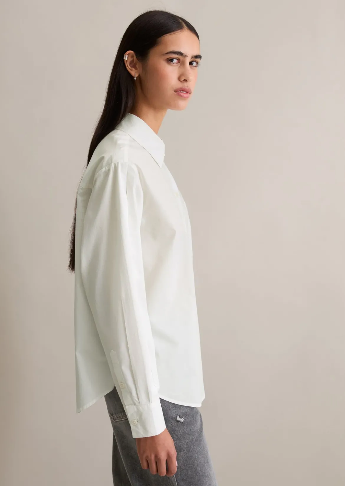 Bluse im Polo-Stil relaxed aus softem Popeline