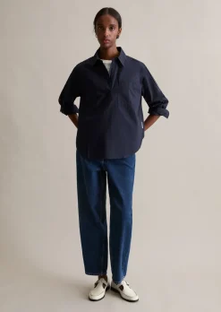 Bluse im Polo-Stil relaxed aus softem Popeline