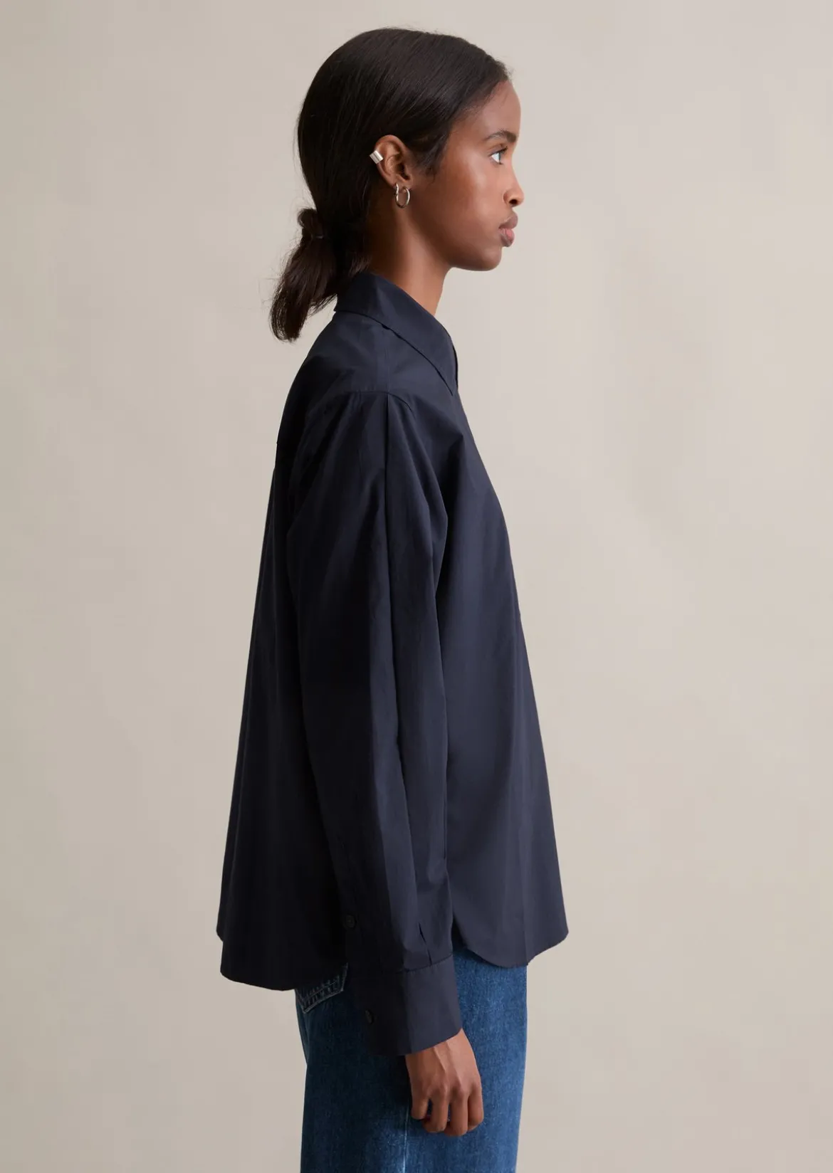 Bluse im Polo-Stil relaxed aus softem Popeline