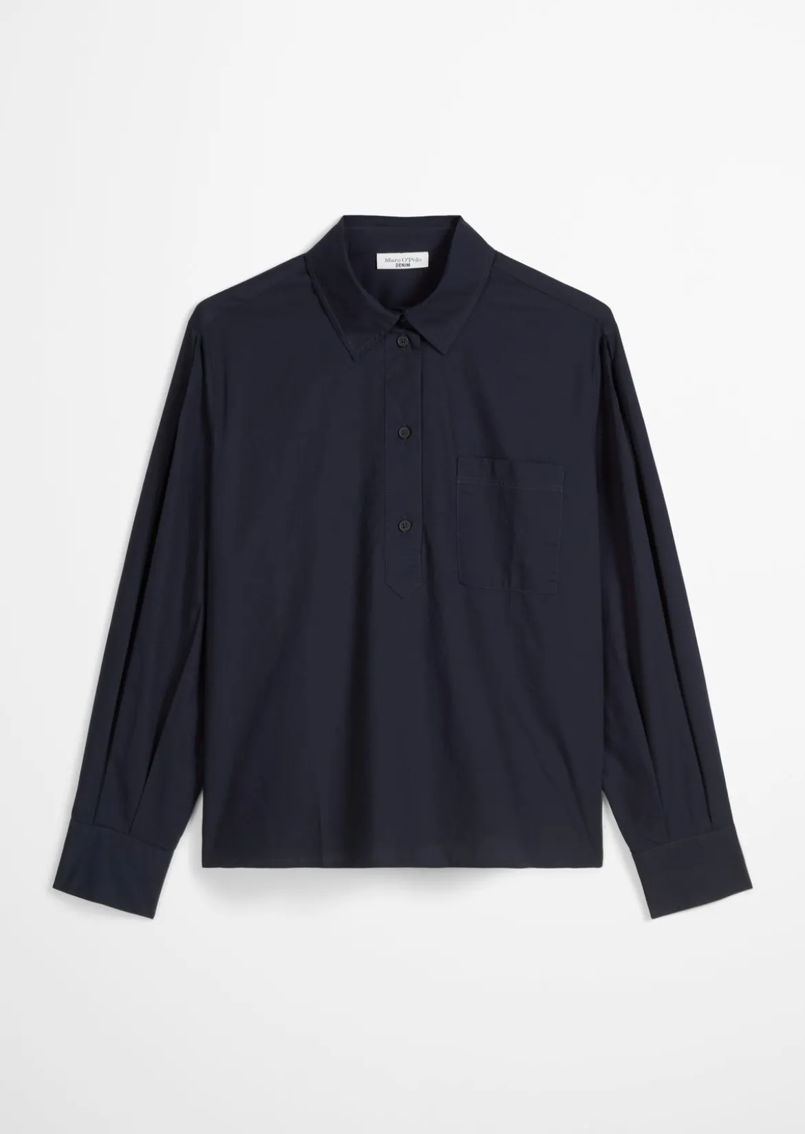 Bluse im Polo-Stil relaxed aus softem Popeline