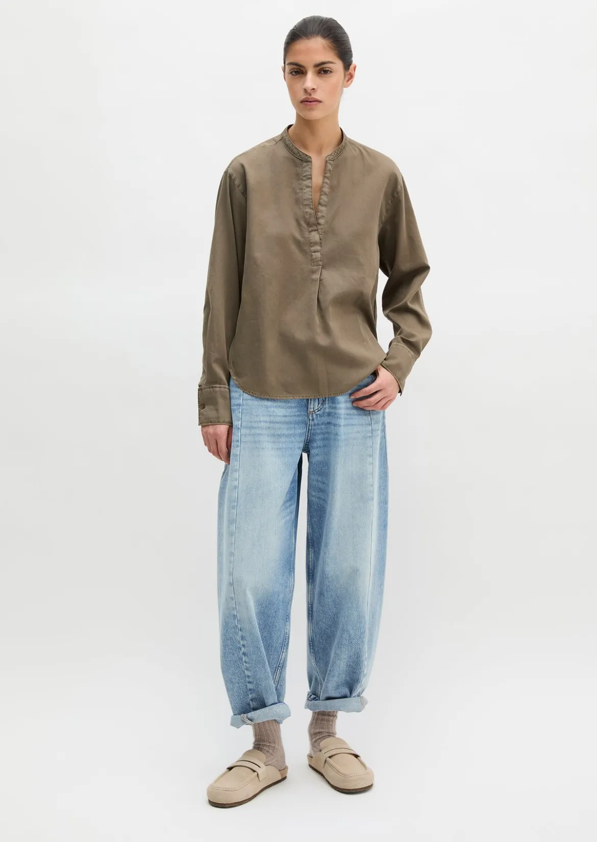 Bluse loose aus Baumwoll-Satin