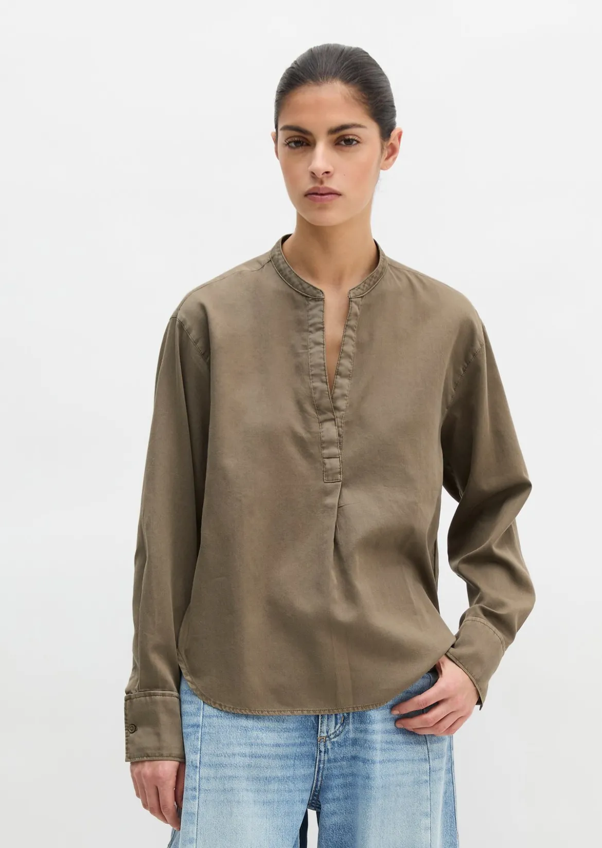 Bluse loose aus Baumwoll-Satin