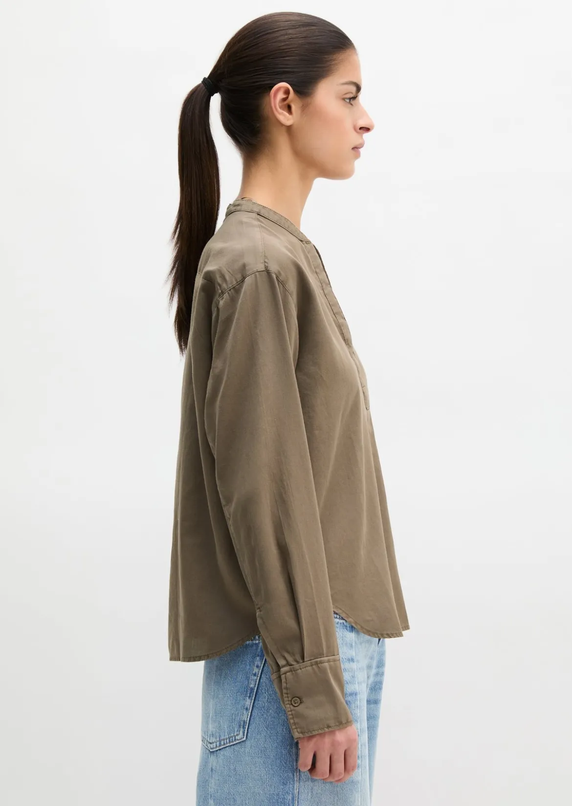 Bluse loose aus Baumwoll-Satin