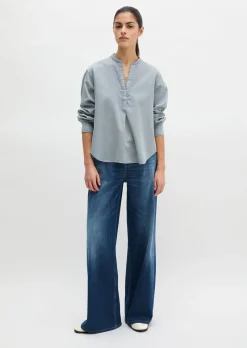 Bluse loose aus Baumwoll-Satin