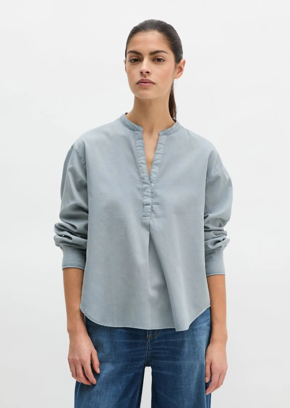 Bluse loose aus Baumwoll-Satin