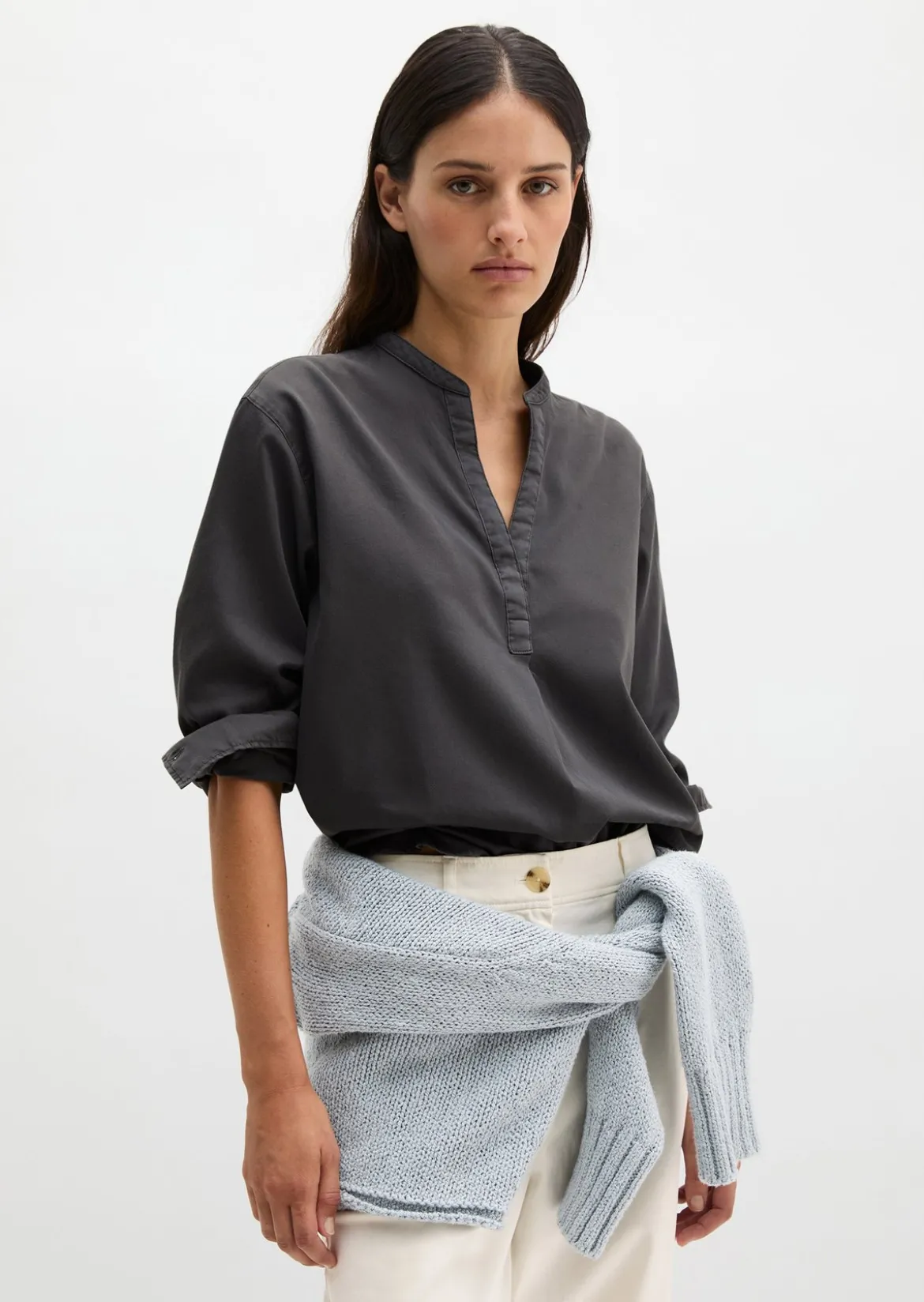 Bluse loose aus Baumwoll-Satin