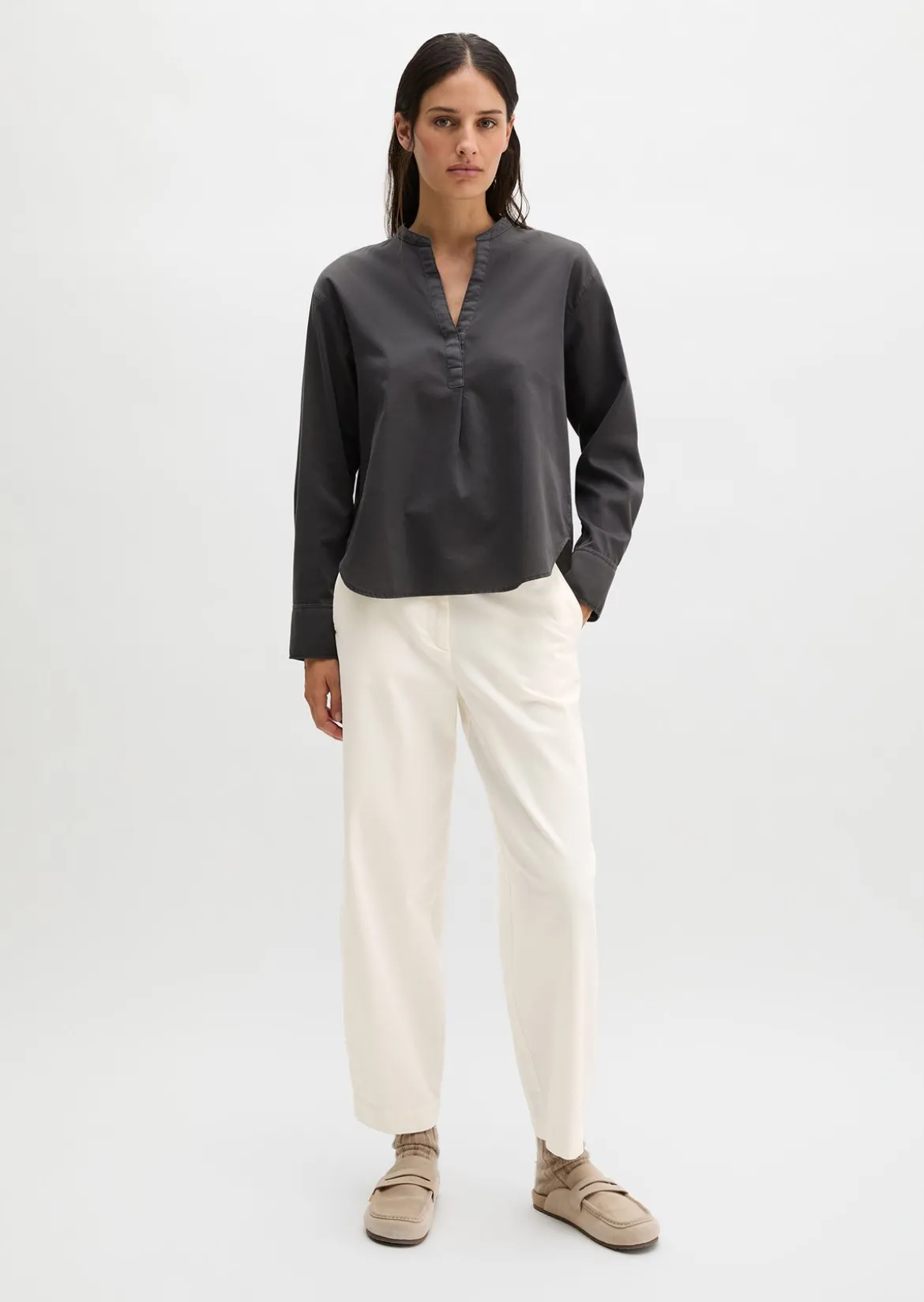 Bluse loose aus Baumwoll-Satin