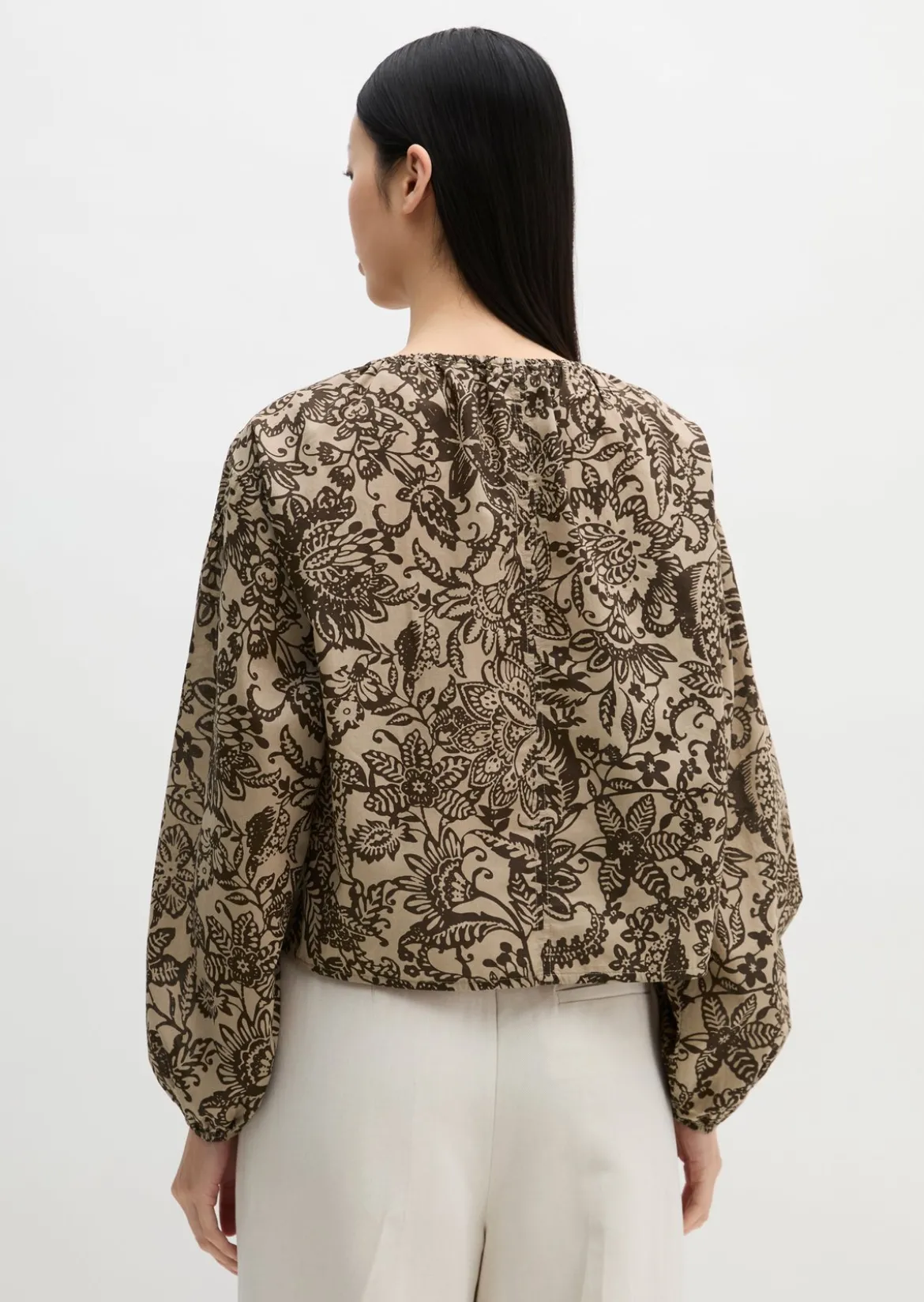 Bluse loose aus bedrucktem Baumwoll-Voile