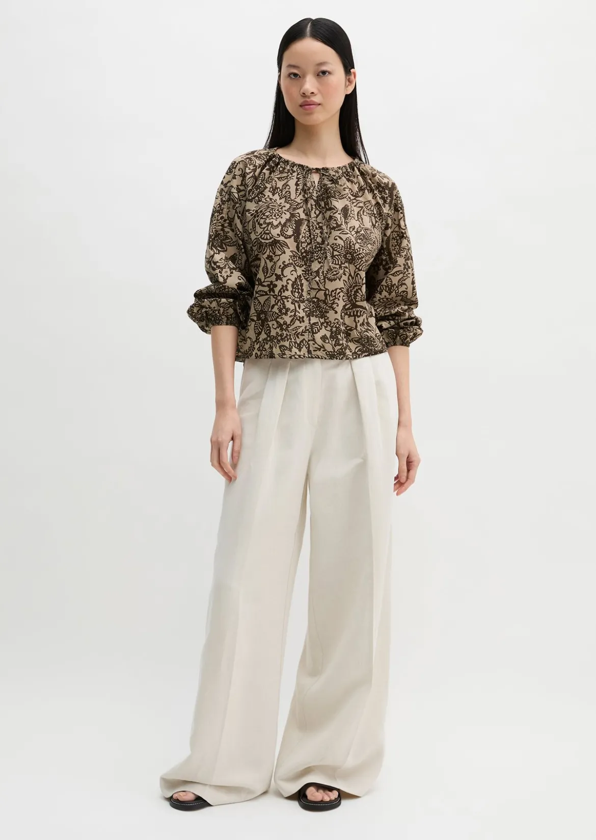 Bluse loose aus bedrucktem Baumwoll-Voile