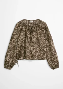 Bluse loose aus bedrucktem Baumwoll-Voile