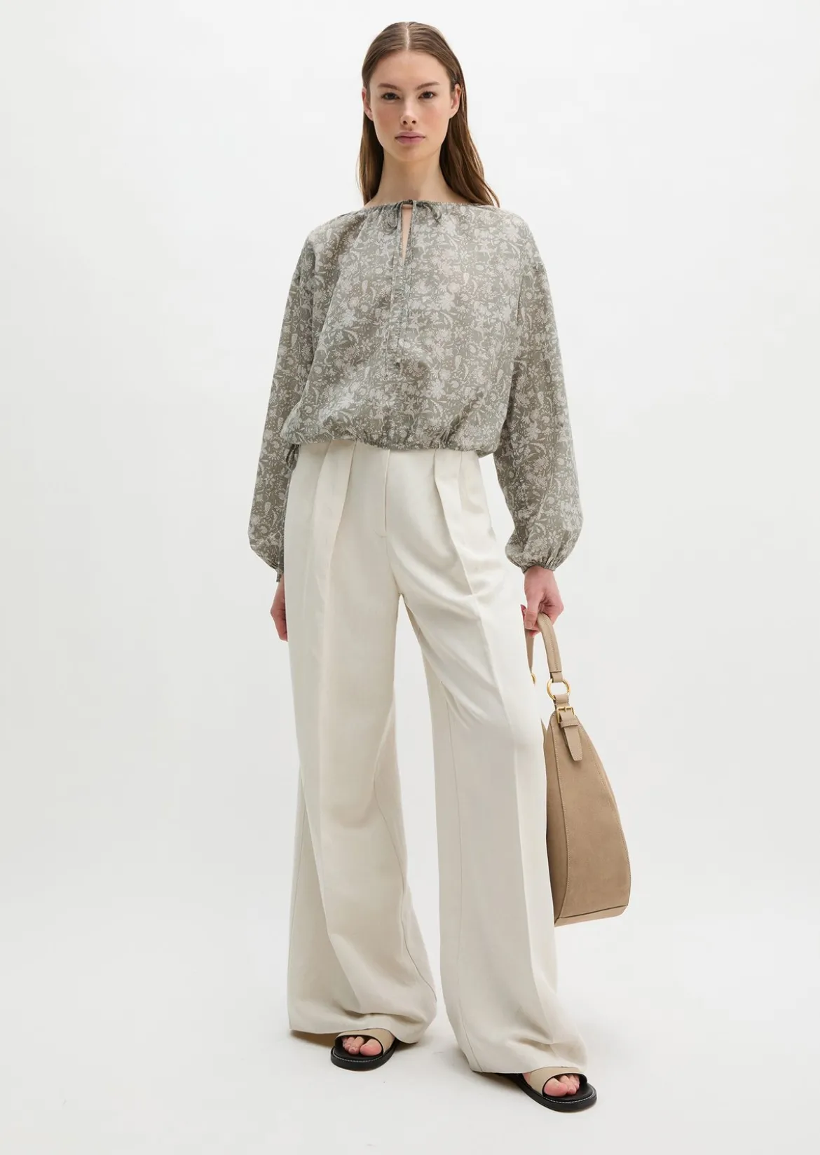 Bluse loose aus bedrucktem Baumwoll-Voile