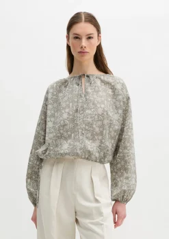 Bluse loose aus bedrucktem Baumwoll-Voile