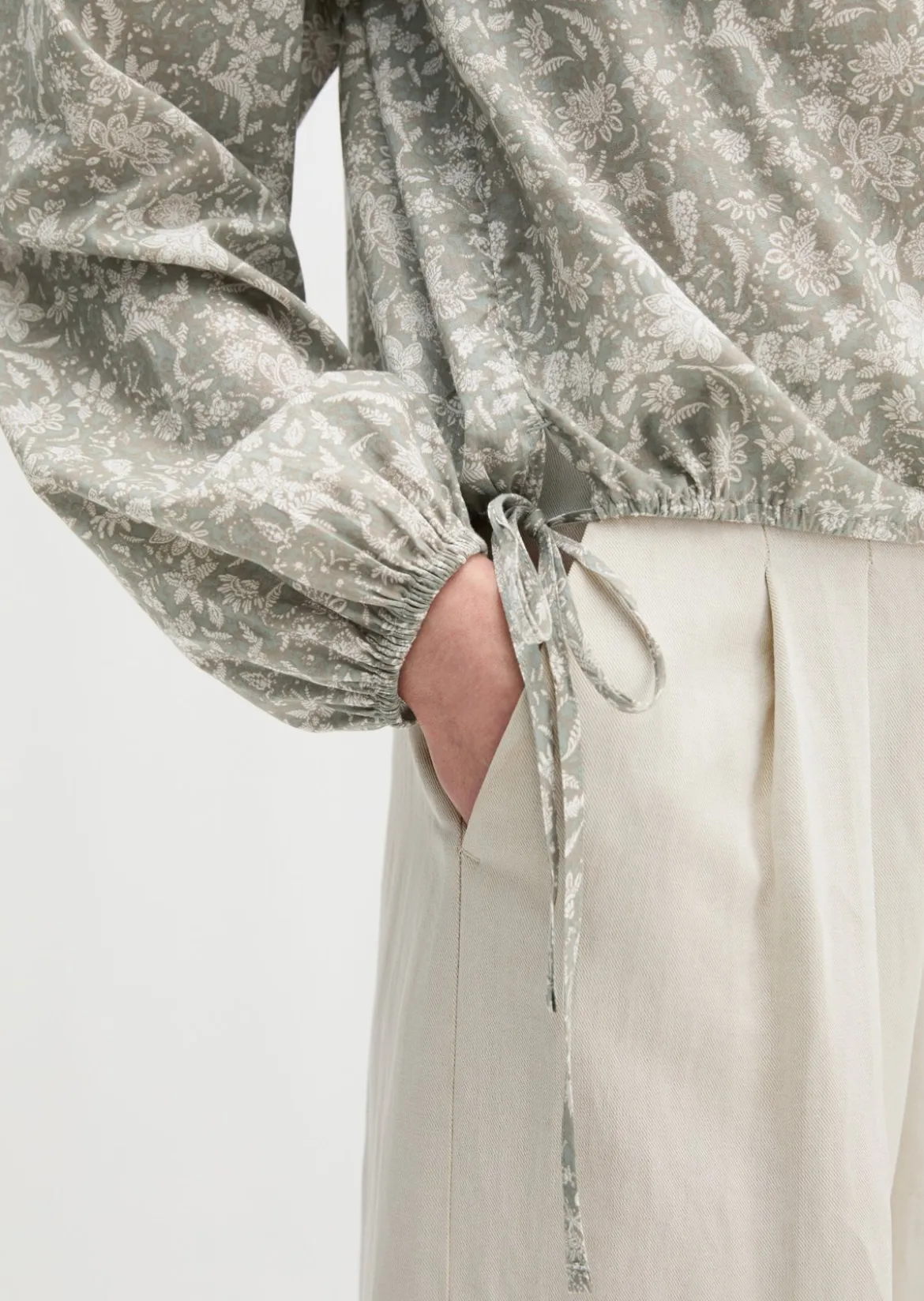 Bluse loose aus bedrucktem Baumwoll-Voile