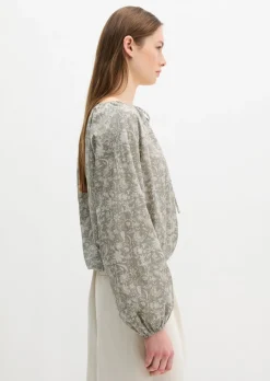 Bluse loose aus bedrucktem Baumwoll-Voile