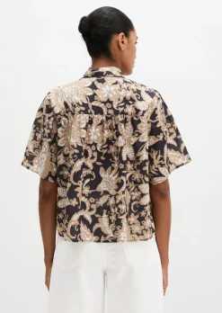 Bluse loose aus bedrucktem Baumwoll-Voile