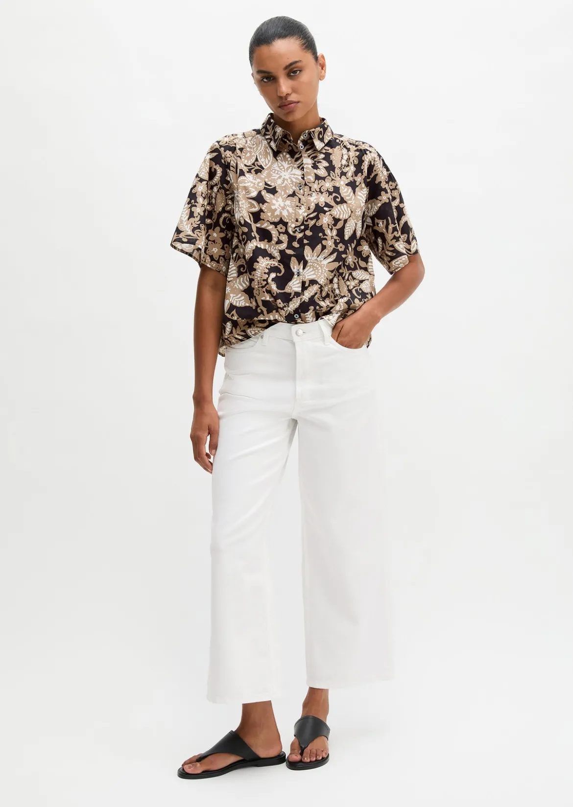 Bluse loose aus bedrucktem Baumwoll-Voile