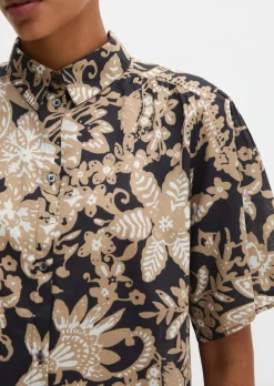 Bluse loose aus bedrucktem Baumwoll-Voile