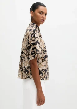 Bluse loose aus bedrucktem Baumwoll-Voile