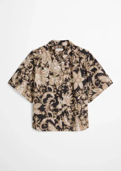 Bluse loose aus bedrucktem Baumwoll-Voile