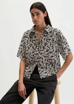 Bluse loose aus bedrucktem Baumwoll-Voile
