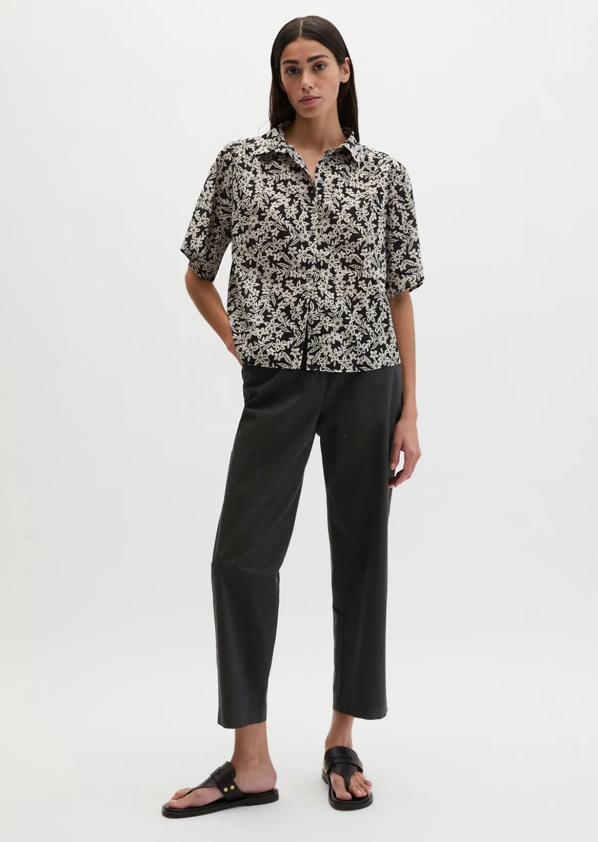 Bluse loose aus bedrucktem Baumwoll-Voile