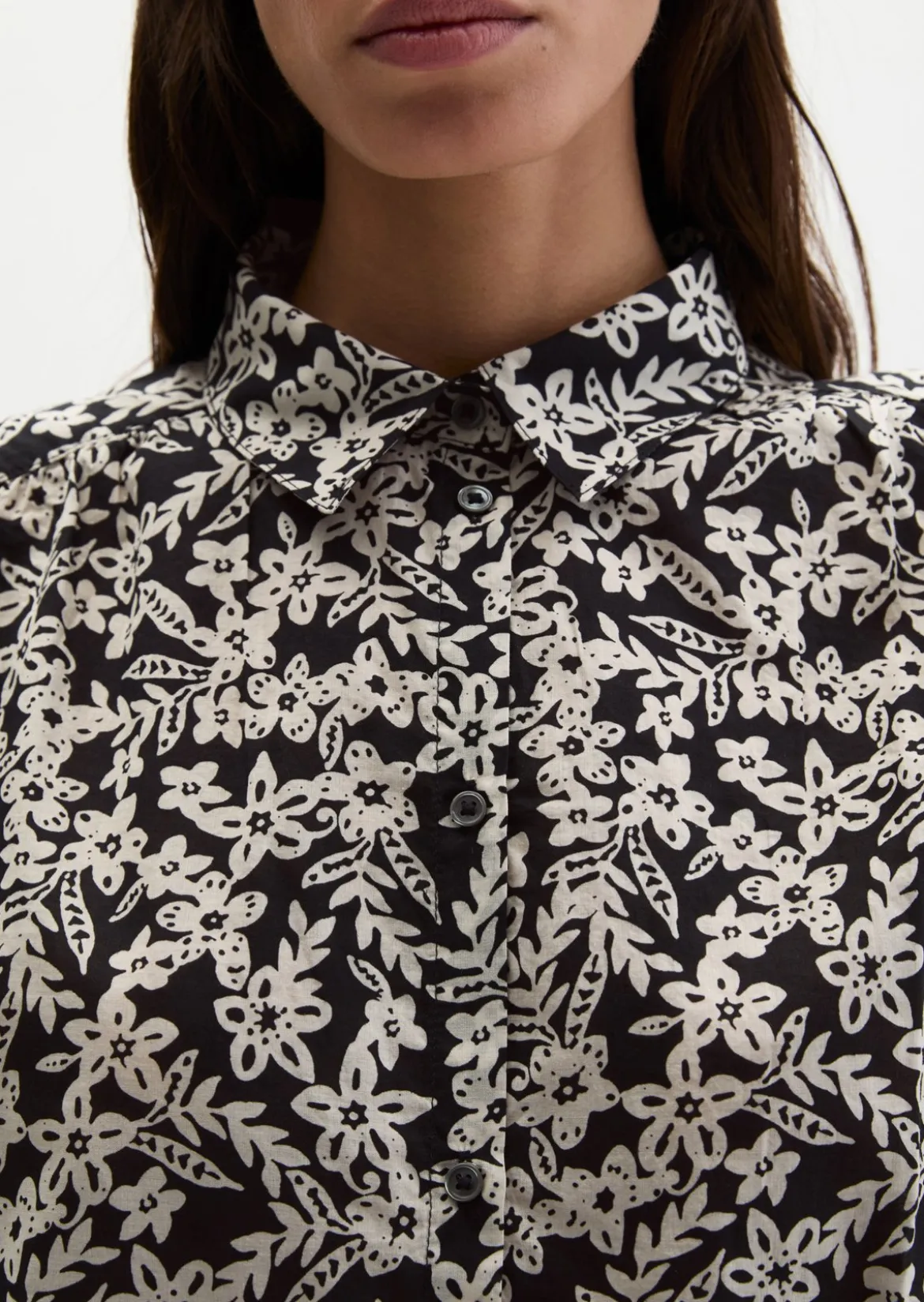 Bluse loose aus bedrucktem Baumwoll-Voile