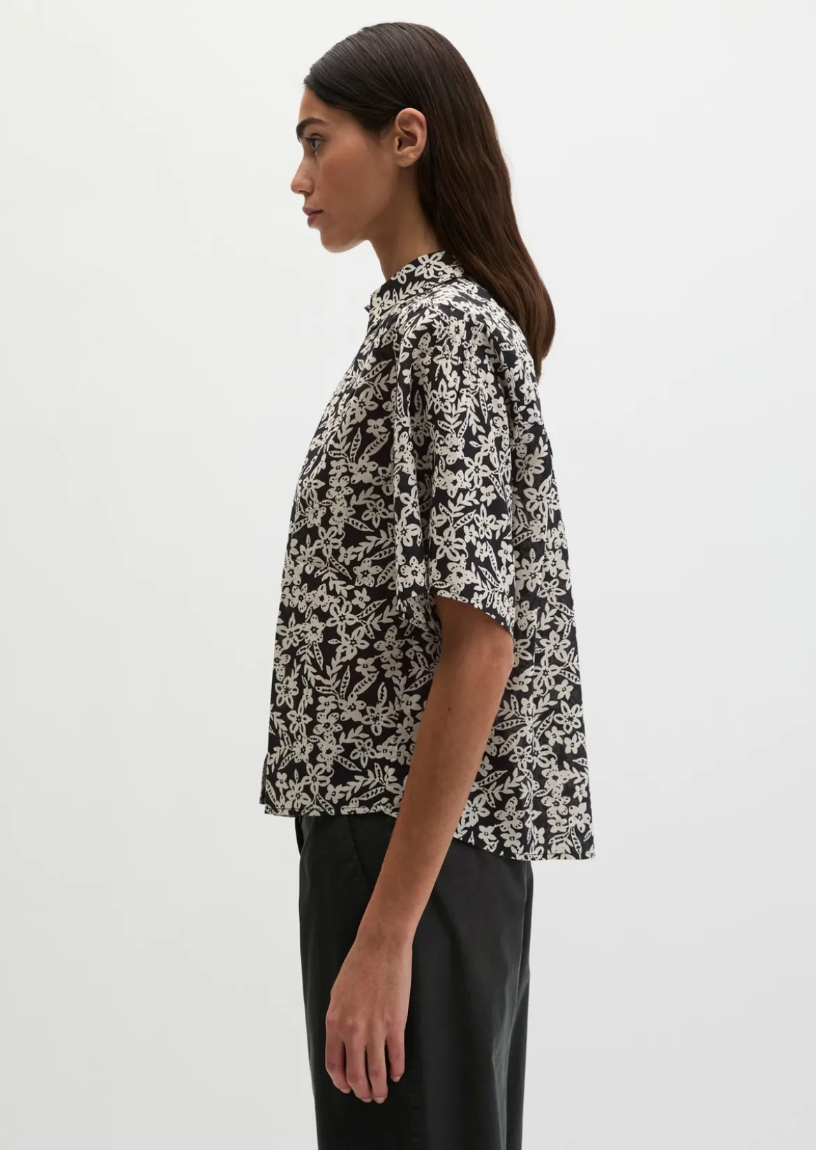 Bluse loose aus bedrucktem Baumwoll-Voile