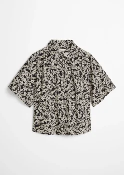Bluse loose aus bedrucktem Baumwoll-Voile