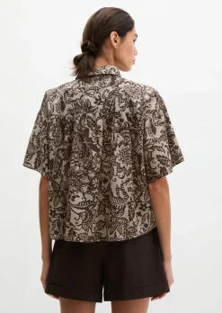 Bluse loose aus bedrucktem Baumwoll-Voile