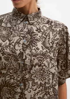Bluse loose aus bedrucktem Baumwoll-Voile