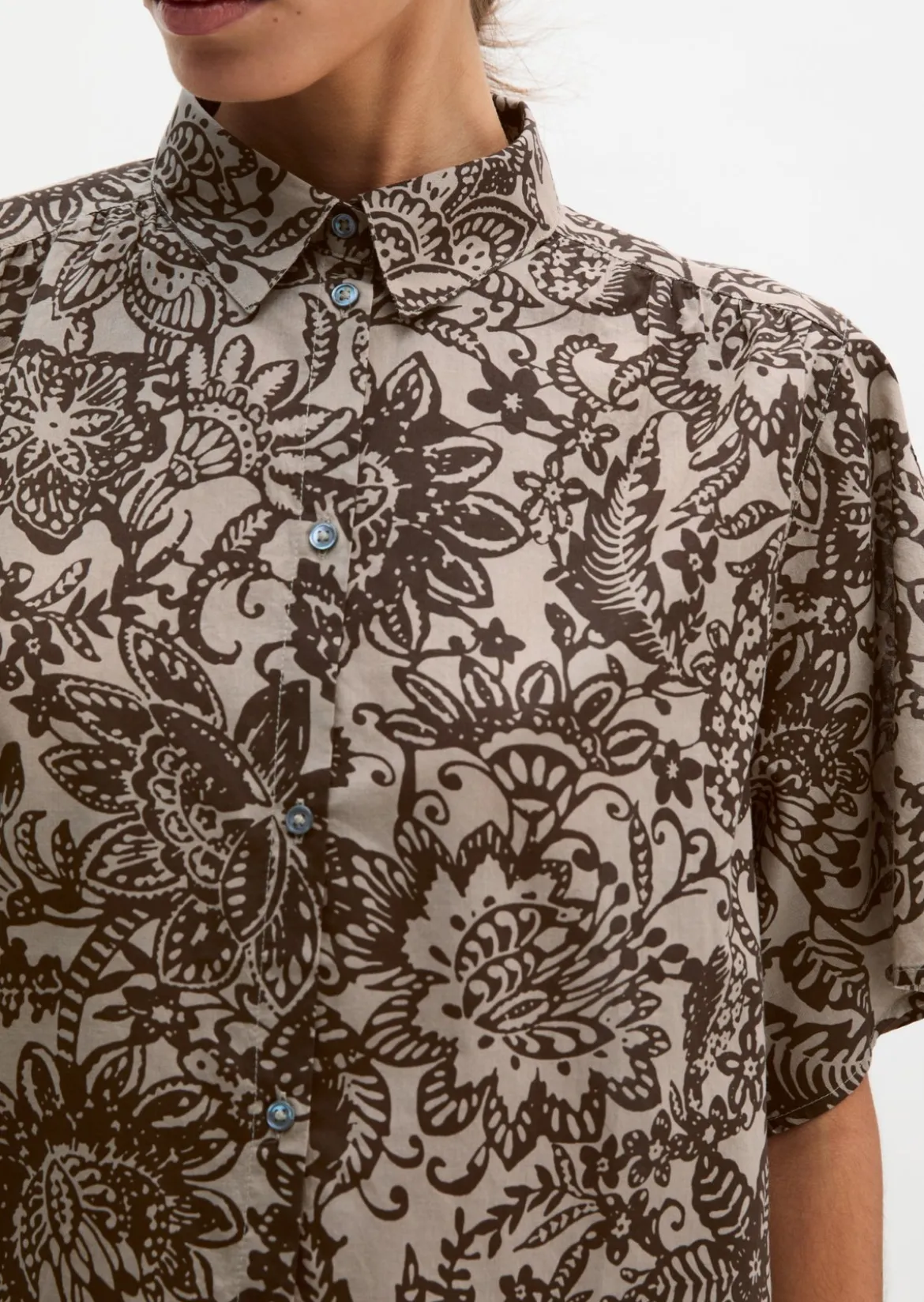 Bluse loose aus bedrucktem Baumwoll-Voile