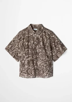 Bluse loose aus bedrucktem Baumwoll-Voile
