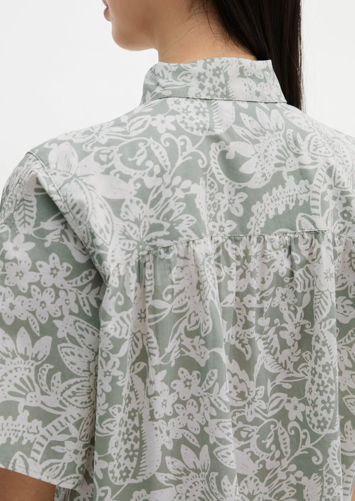 Bluse loose aus bedrucktem Baumwoll-Voile