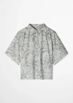Bluse loose aus bedrucktem Baumwoll-Voile