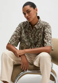 Bluse loose aus bedrucktem Baumwoll-Voile