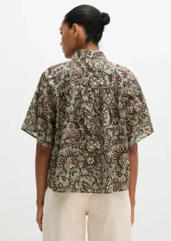 Bluse loose aus bedrucktem Baumwoll-Voile