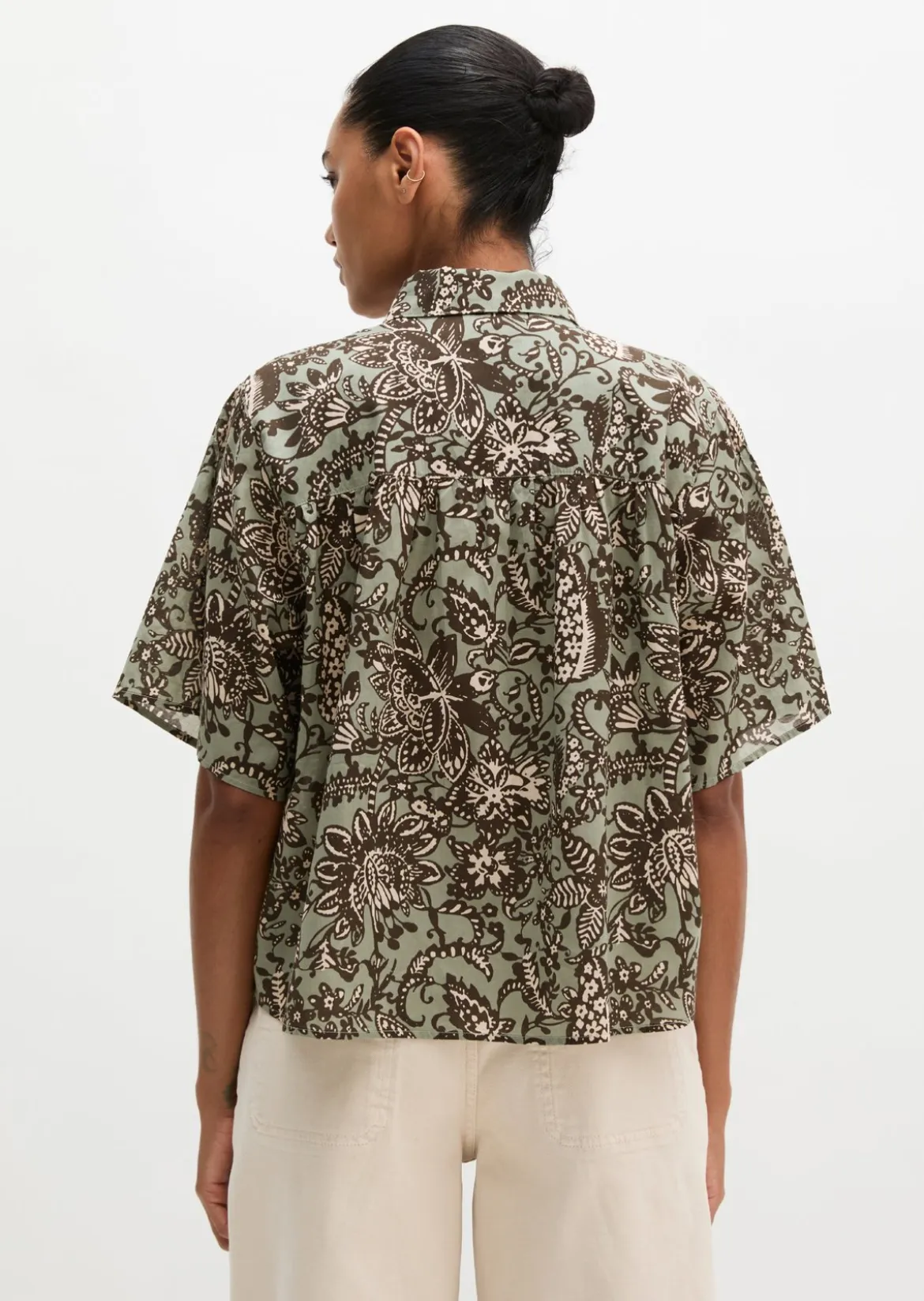 Bluse loose aus bedrucktem Baumwoll-Voile