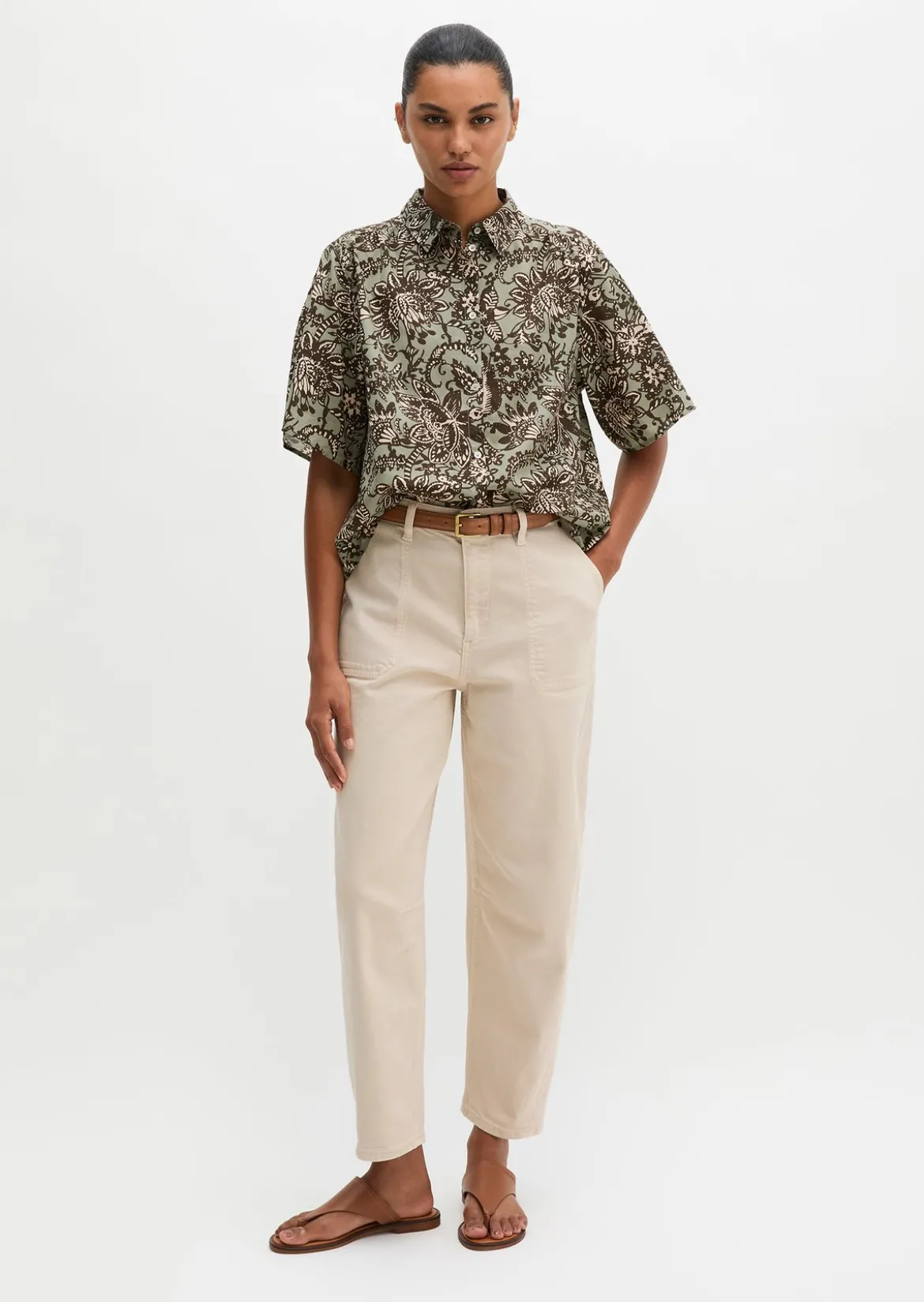 Bluse loose aus bedrucktem Baumwoll-Voile