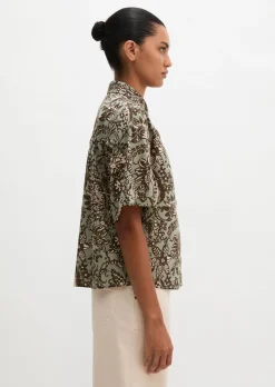 Bluse loose aus bedrucktem Baumwoll-Voile