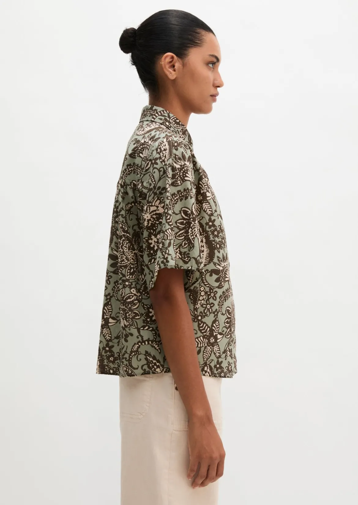 Bluse loose aus bedrucktem Baumwoll-Voile