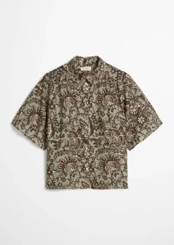Bluse loose aus bedrucktem Baumwoll-Voile
