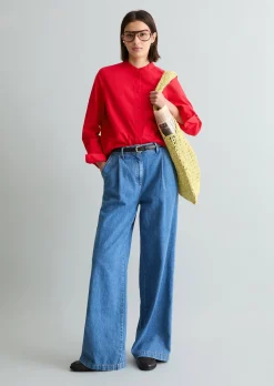 Bluse mit Falten-Detail regular aus reiner Bio-Baumwolle