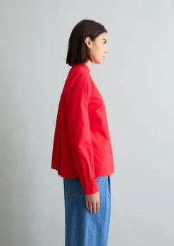 Bluse mit Falten-Detail regular aus reiner Bio-Baumwolle
