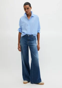 Bluse regular aus Baumwoll-Chambray