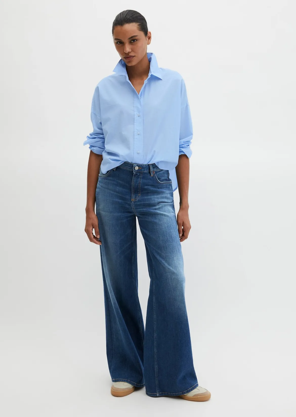 Bluse regular aus Baumwoll-Chambray
