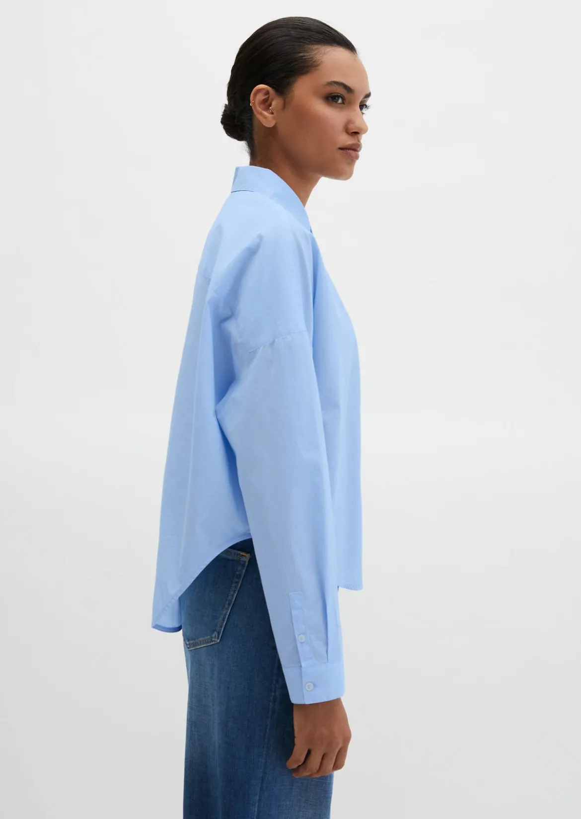 Bluse regular aus Baumwoll-Chambray