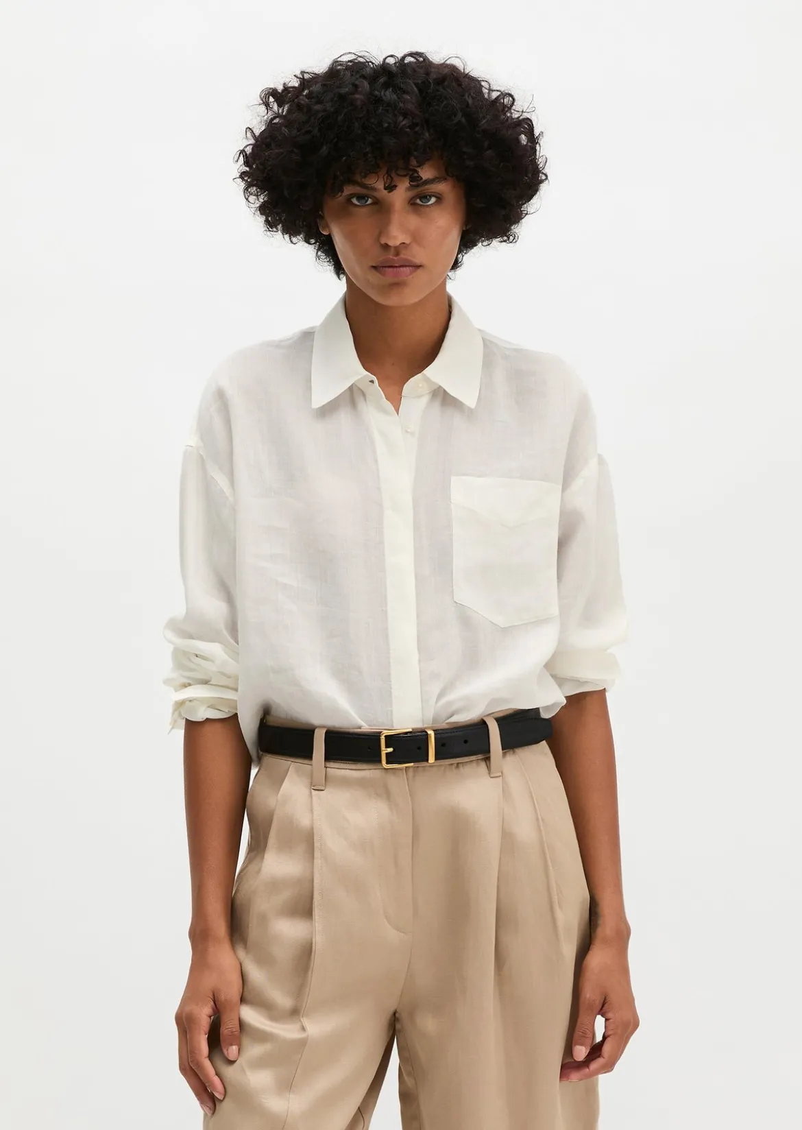 Bluse regular aus weicher Ramiefaser