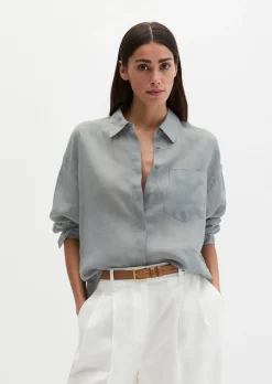 Bluse regular aus weicher Ramiefaser
